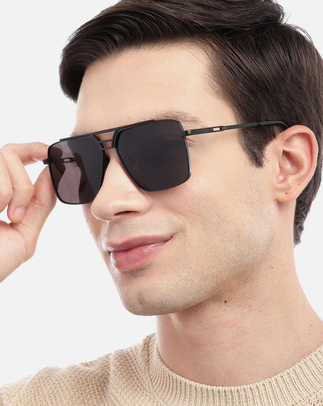 Black Toned UV Protected Lens Rectangel Sunglass for men