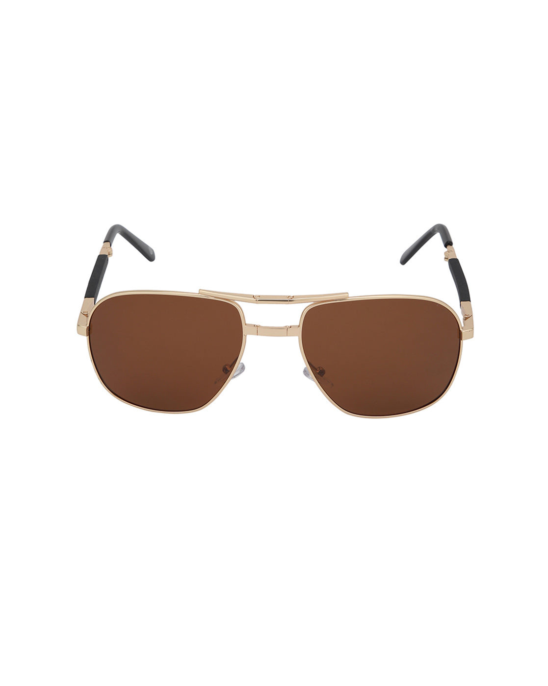Gold with Black Toned Brown Polarised Lens Foldover Rectangle Sunglass for mens