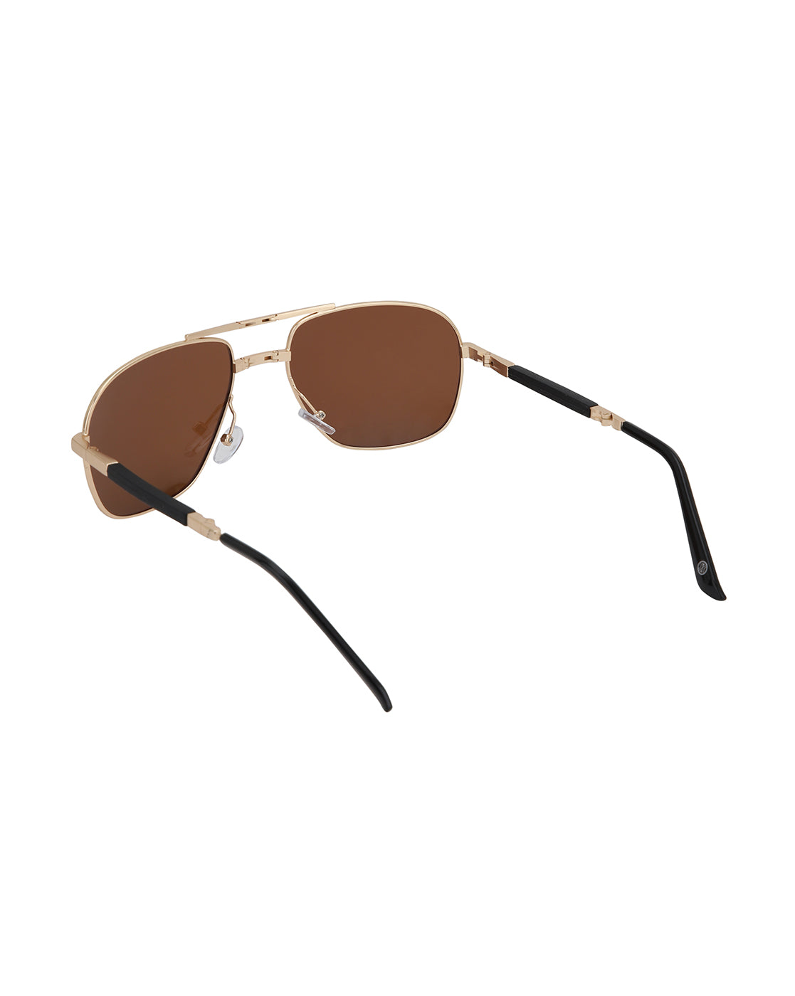 Gold with Black Toned Brown Polarised Lens Foldover Rectangle Sunglass for mens
