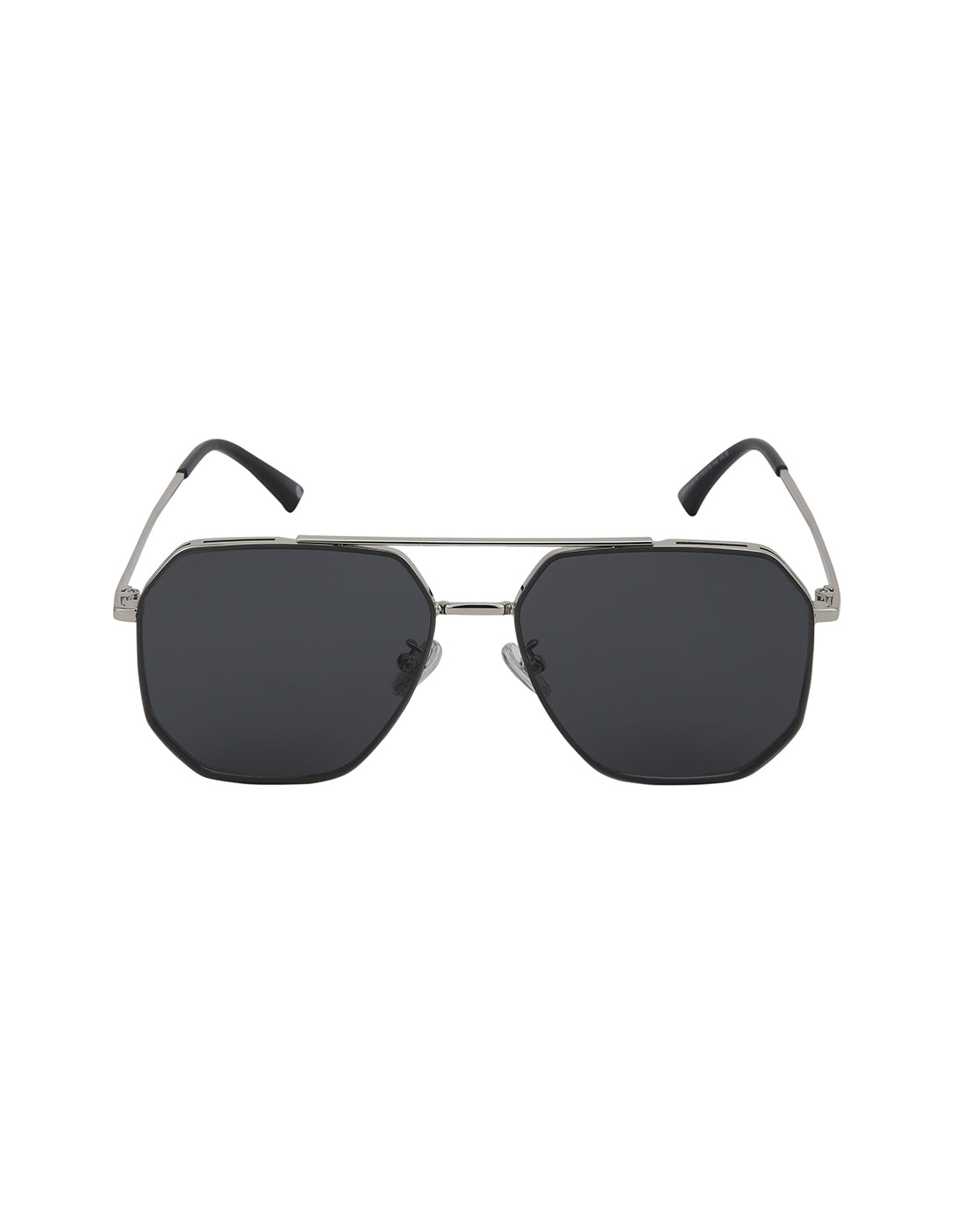 Silver Toned with Black Polarised Lens Rectangle Sunglass for mens