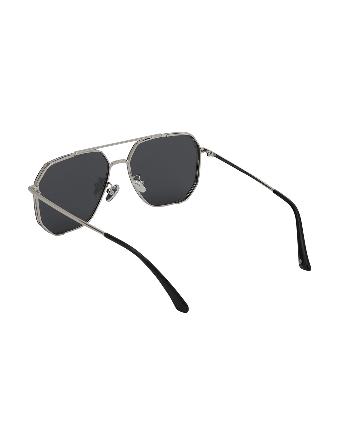 Silver Toned with Black Polarised Lens Rectangle Sunglass for mens