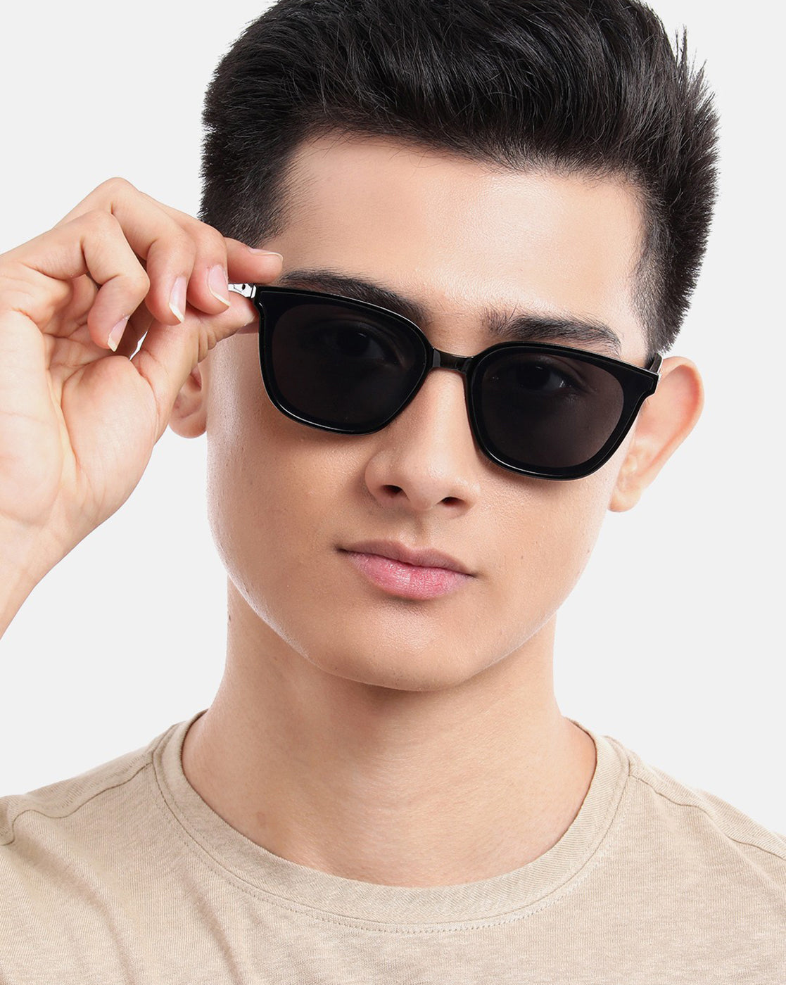 Black Toned with Black UV Protected Lens Rectangle Sunglass for unisex