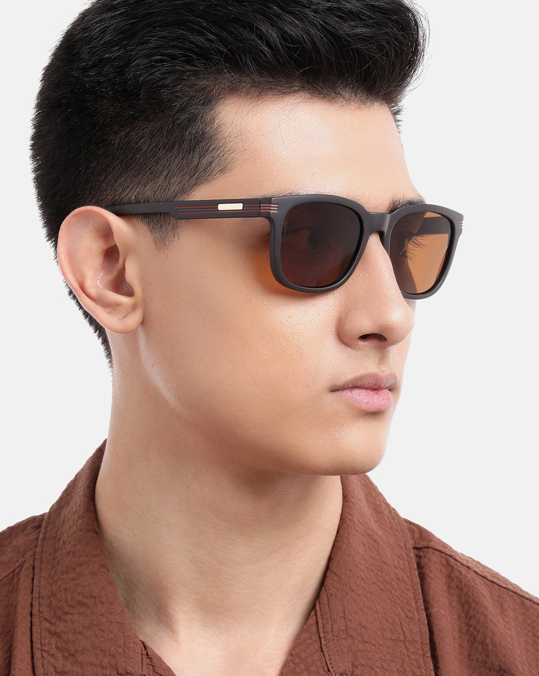 Brown and Gold Toned with Brown Polarised Lens Wayfarer Sunglass for men
