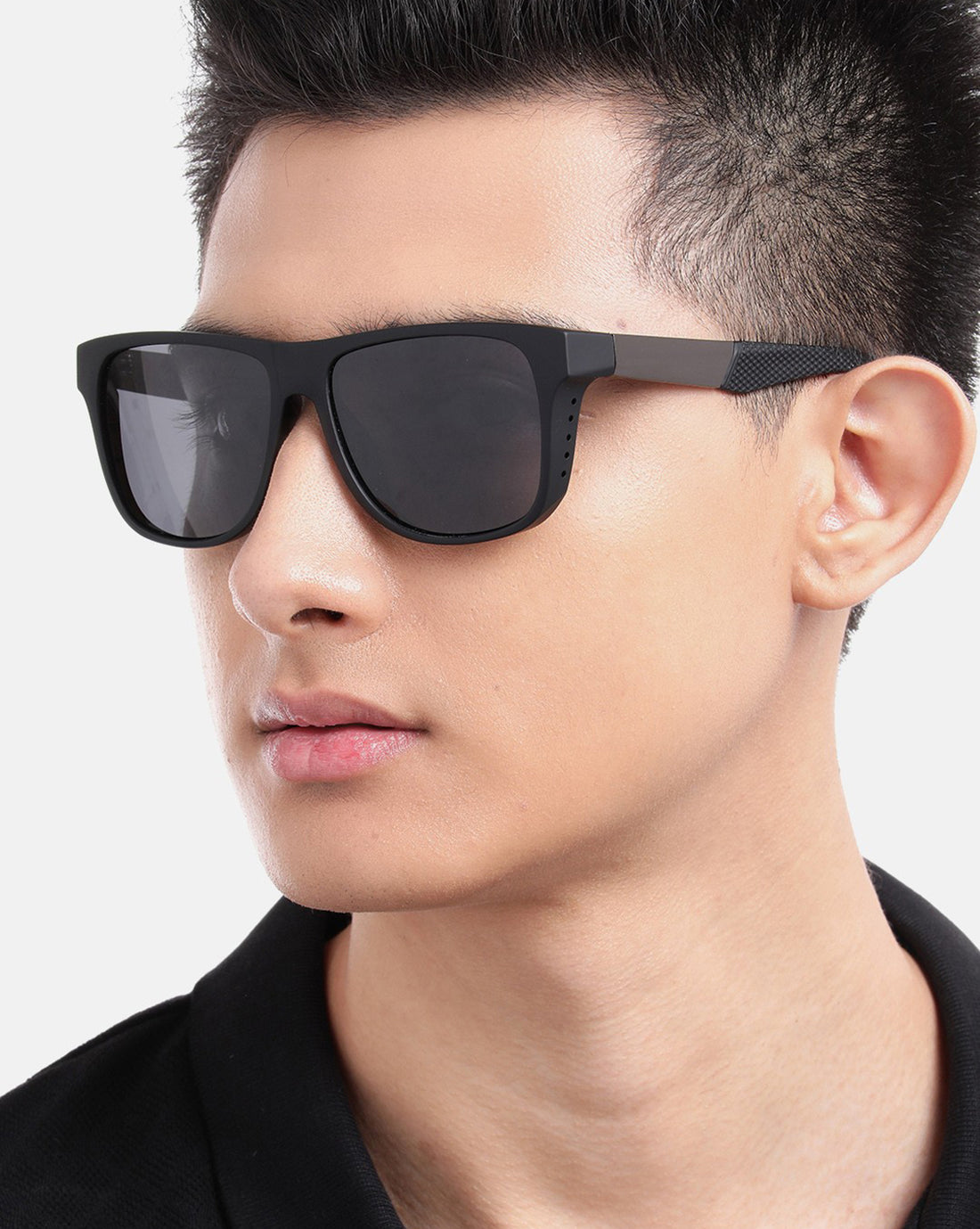 Black with Metallic Toned and Black Polarised Lens Wayfarer Sunglass for men