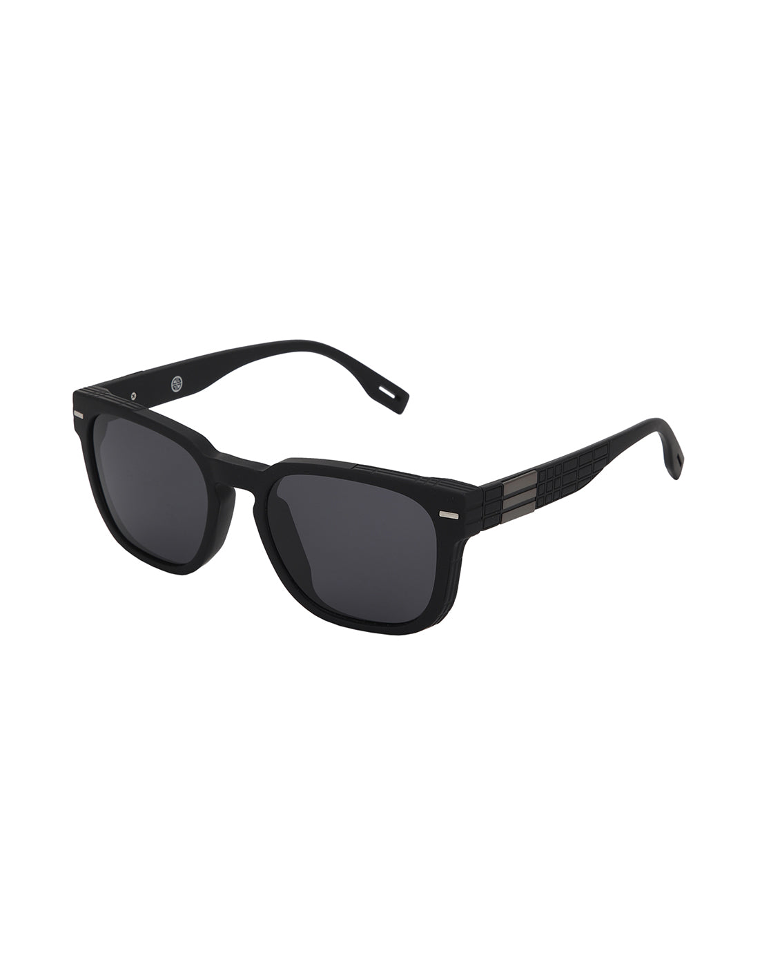 Black with Metallic Toned and Black Polarised Lens Rectangle Sunglass for men