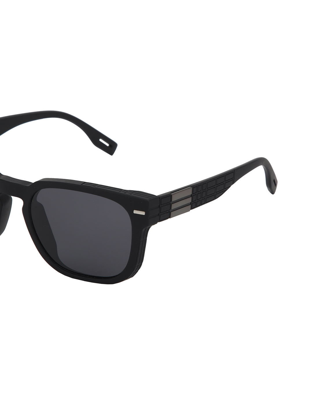 Black with Metallic Toned and Black Polarised Lens Rectangle Sunglass for men
