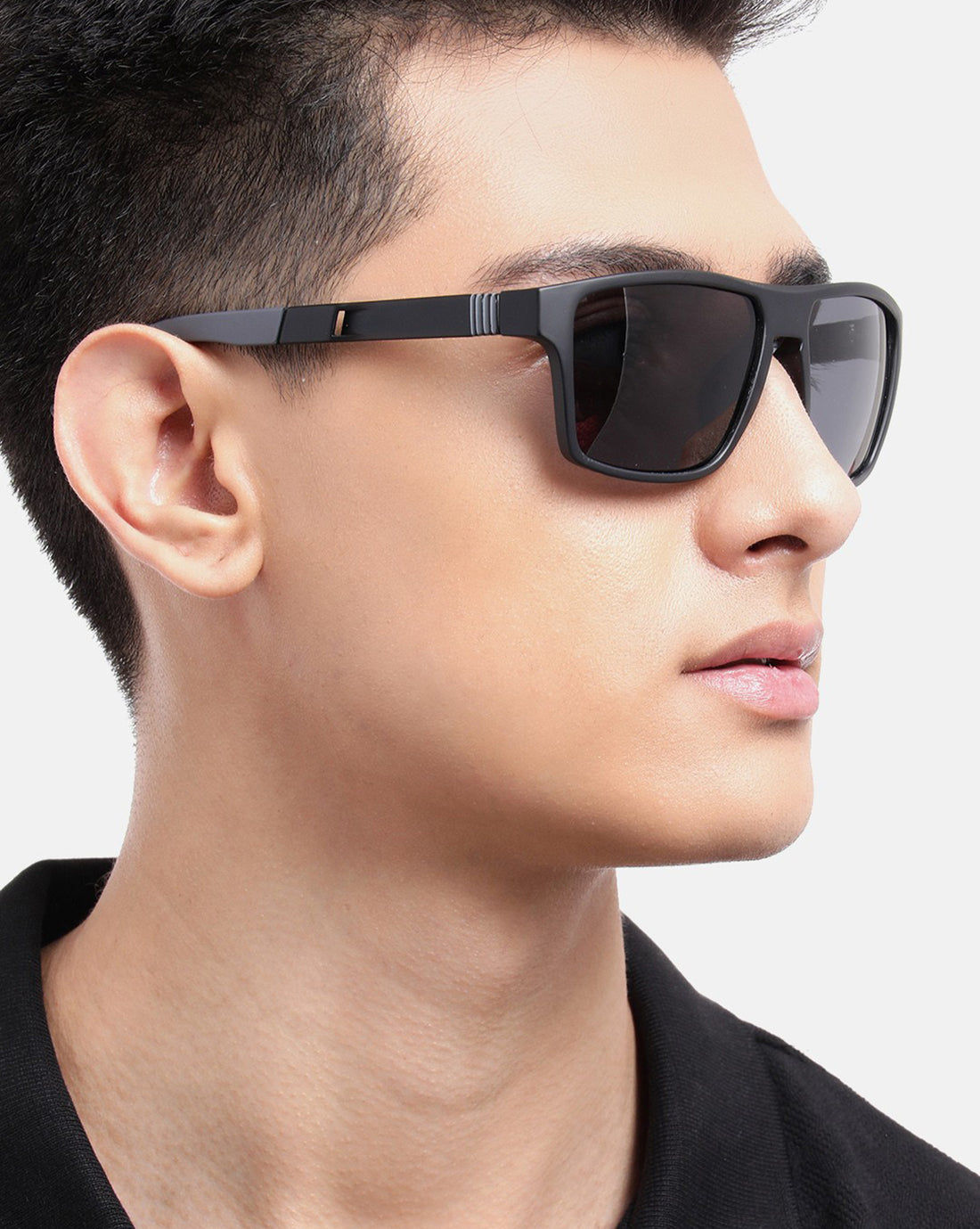 Black Toned with Black Polarised Lens Rectangle Sunglass for men
