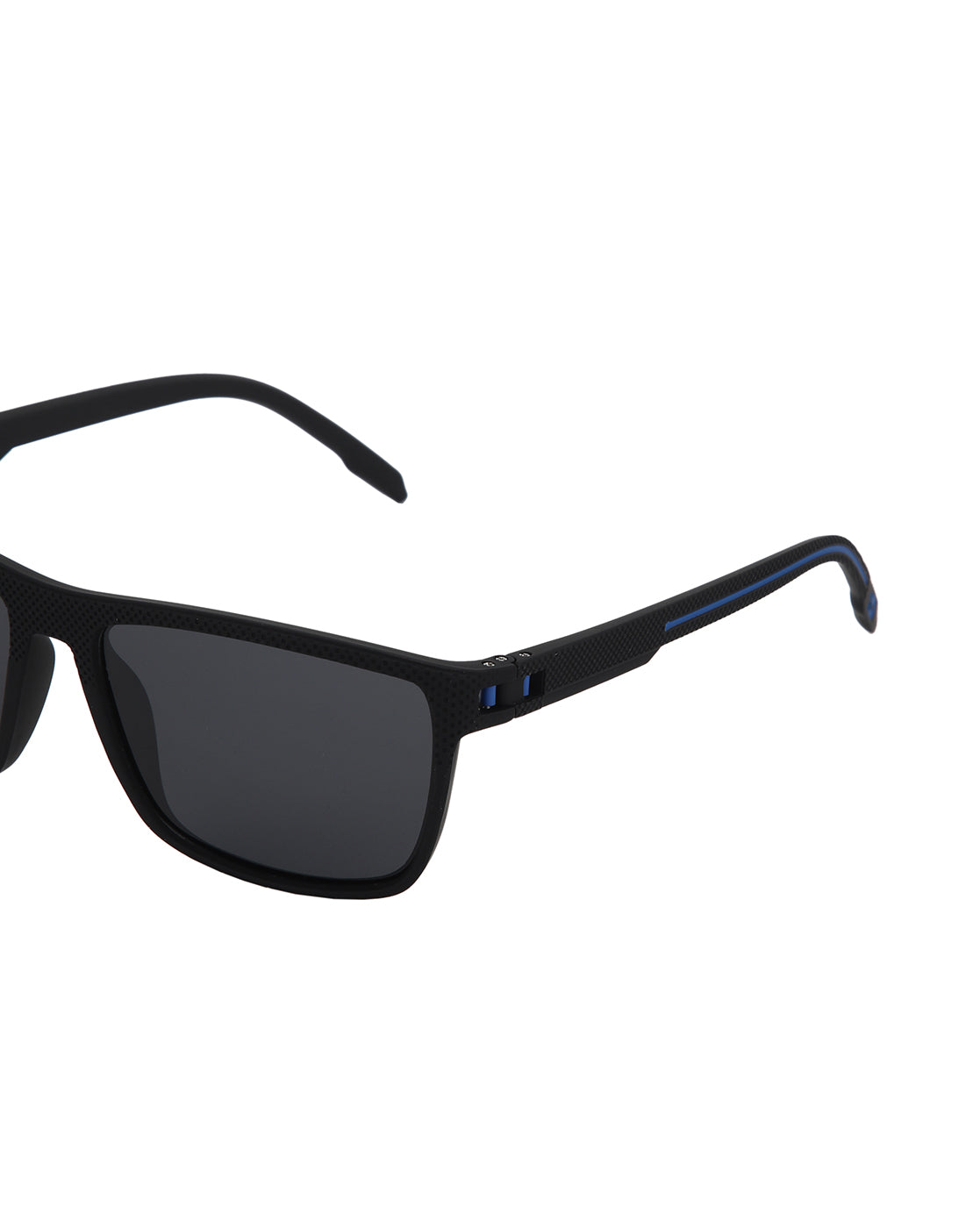Black with Blue Toned and Black Polarised Lens Rectangle Sunglass for men