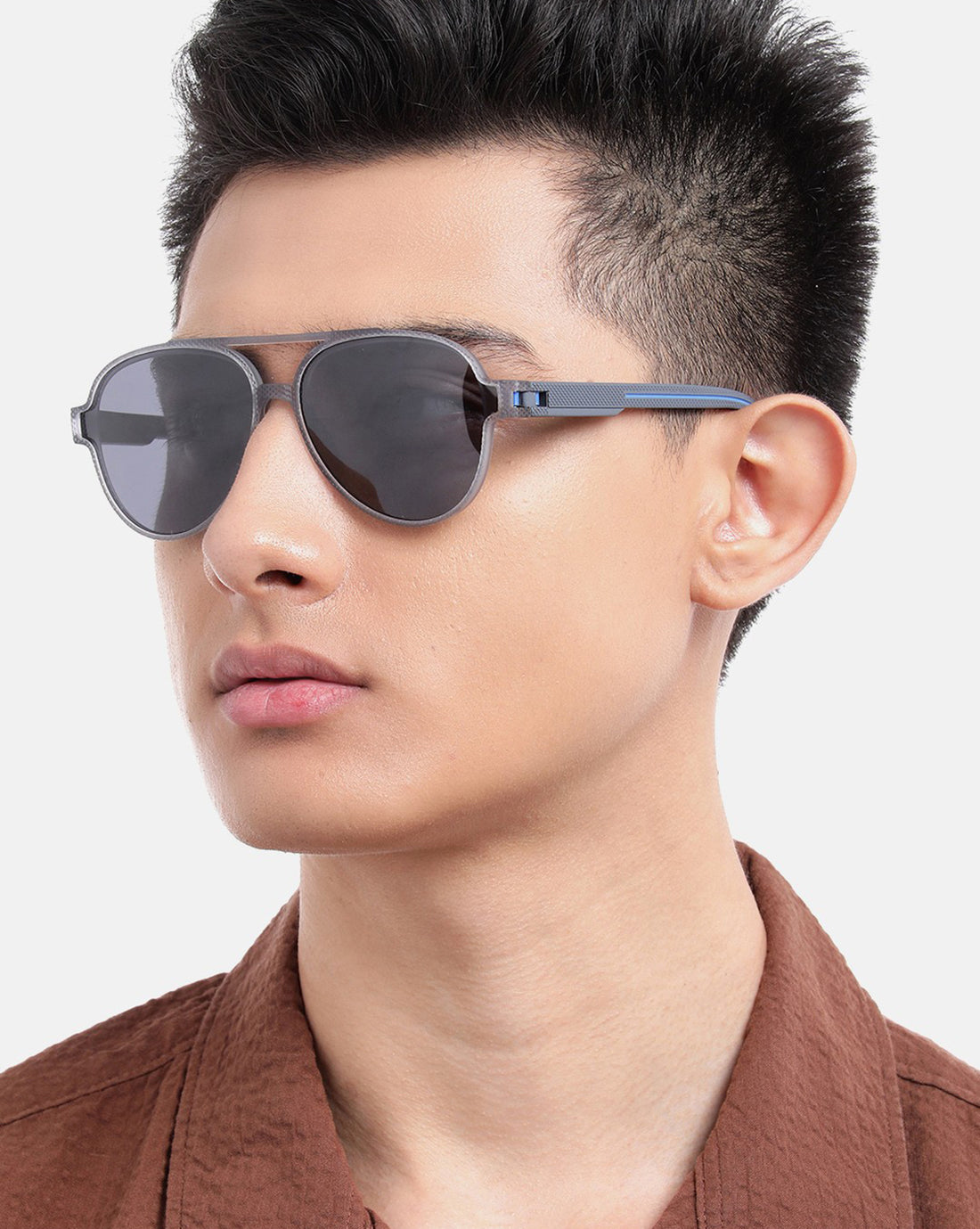 Grey Toned with Blue Polarised Lens Aviator Sunglass for men