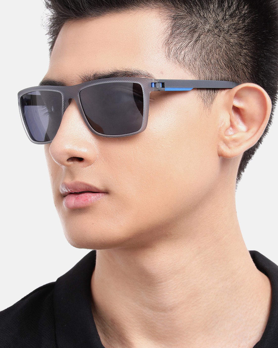 Blue with Grey Toned with Blue Polarised Lens Wayfarer Sunglass for men