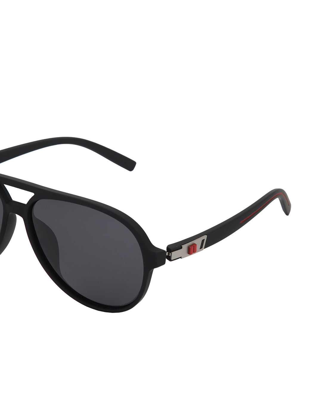 Black with Silver Toned and Black Polarised Lens Aviator Sunglass for men