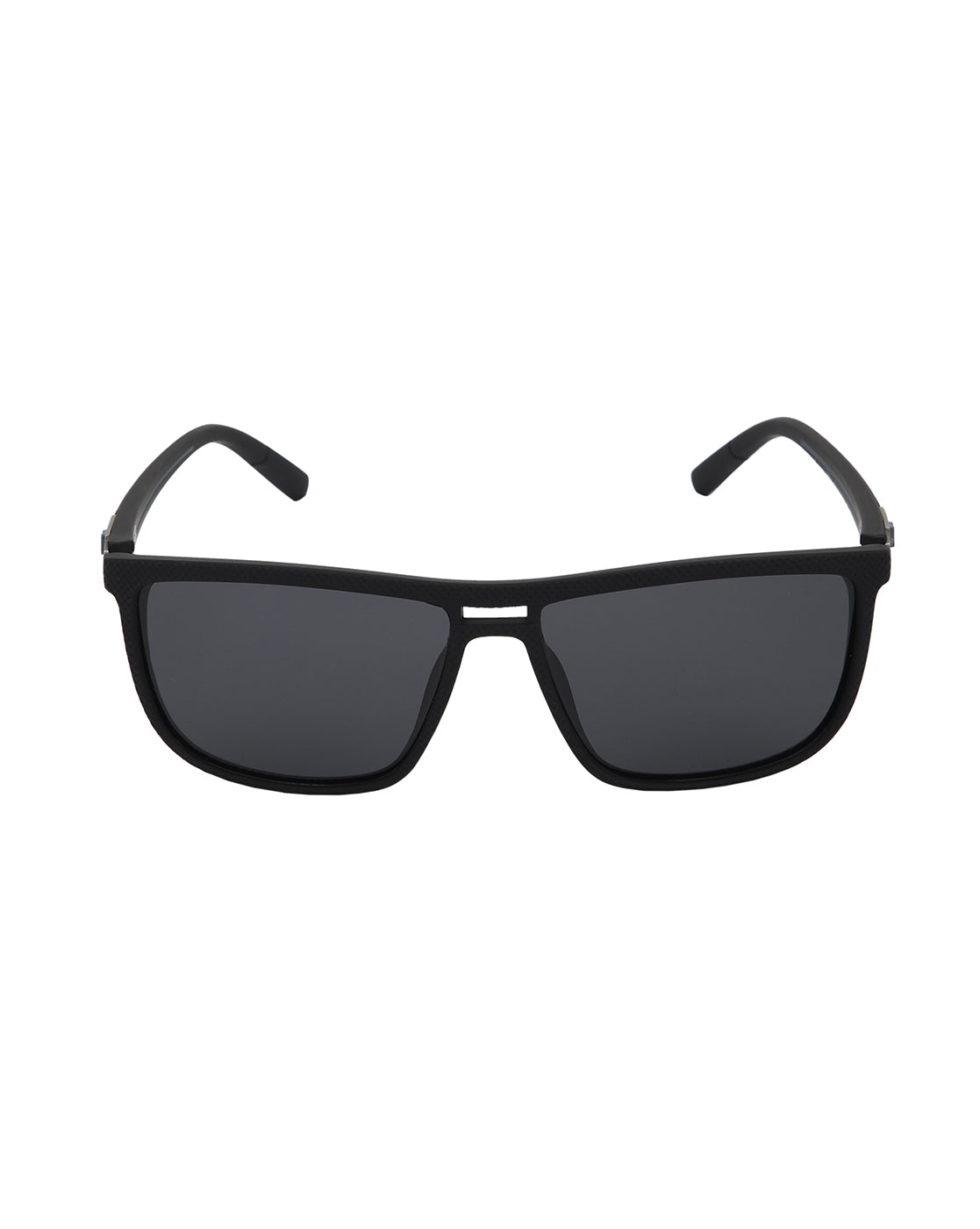Black with Silver Toned and Black Polarised Lens Rectangle Sunglass for men