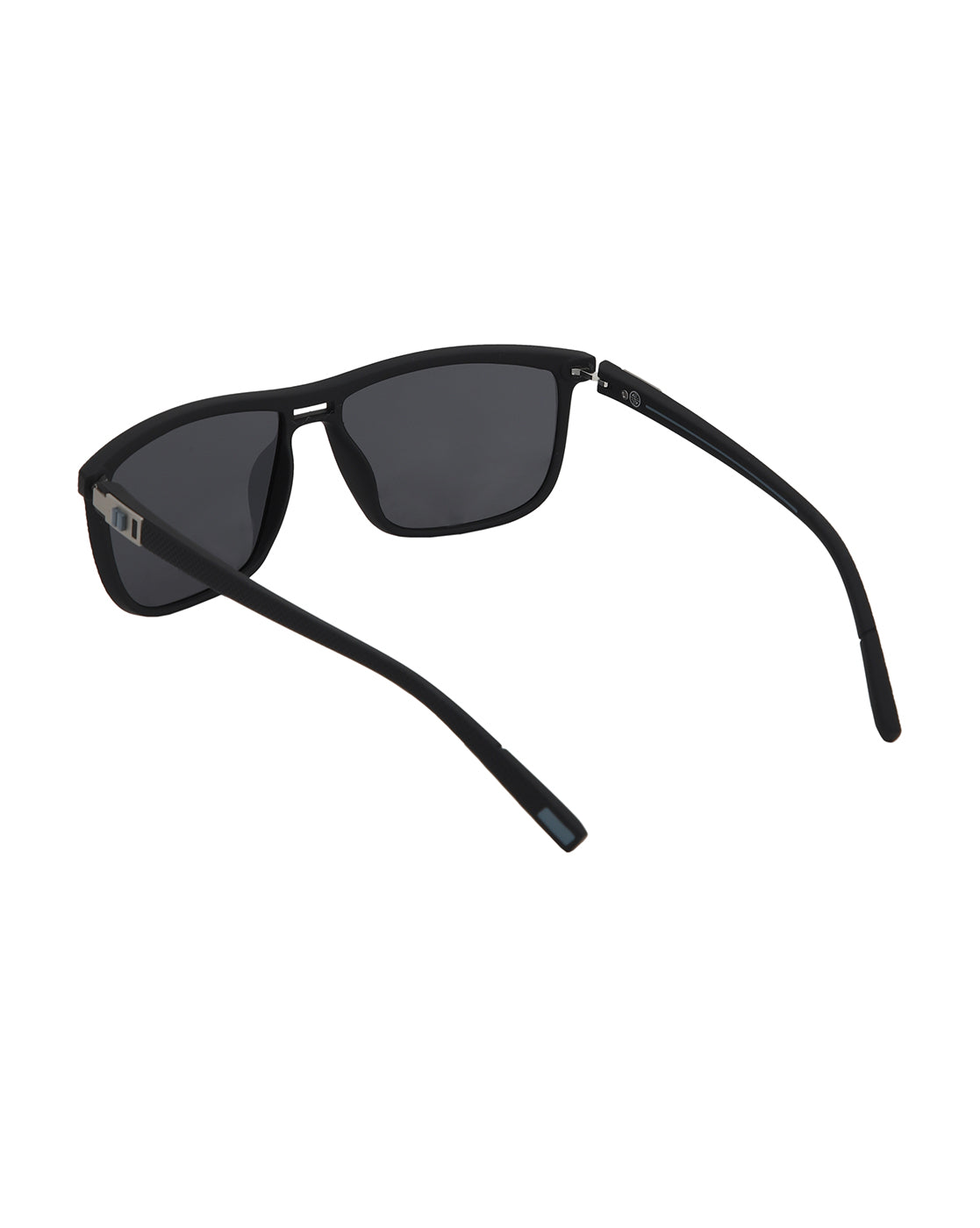 Black with Silver Toned and Black Polarised Lens Rectangle Sunglass for men