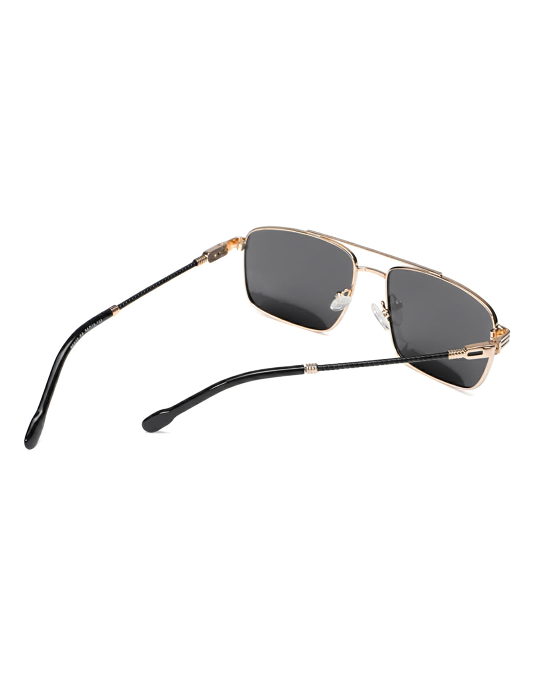 Men Premium Polarised UV Protected Blue Lens Gold and Black Toned Rectangle Sunglasses