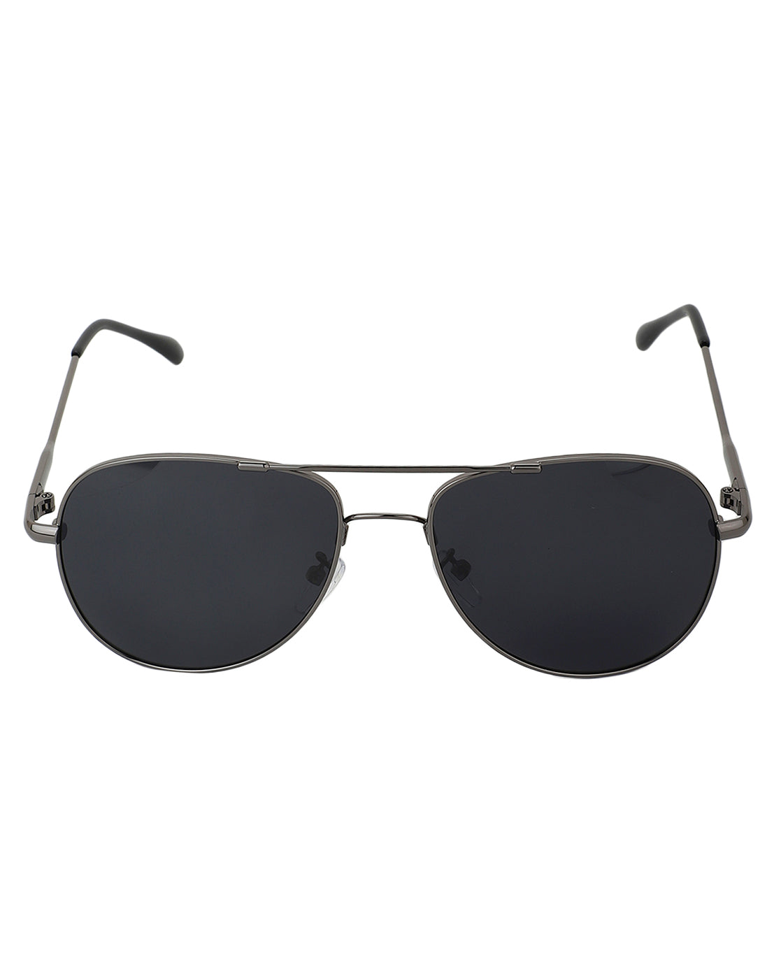 Carlton London Unisex Black Lens & Gunmetal-Toned Aviator Sunglasses With Uv Protected Lens