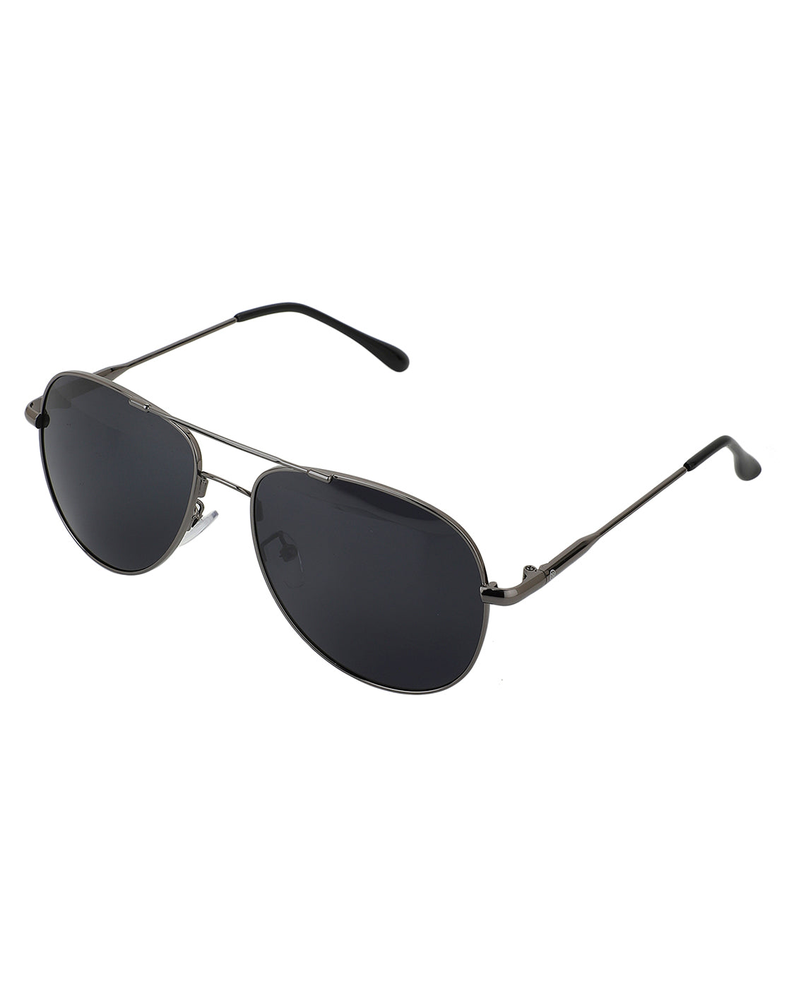 Carlton London Unisex Black Lens & Gunmetal-Toned Aviator Sunglasses With Uv Protected Lens