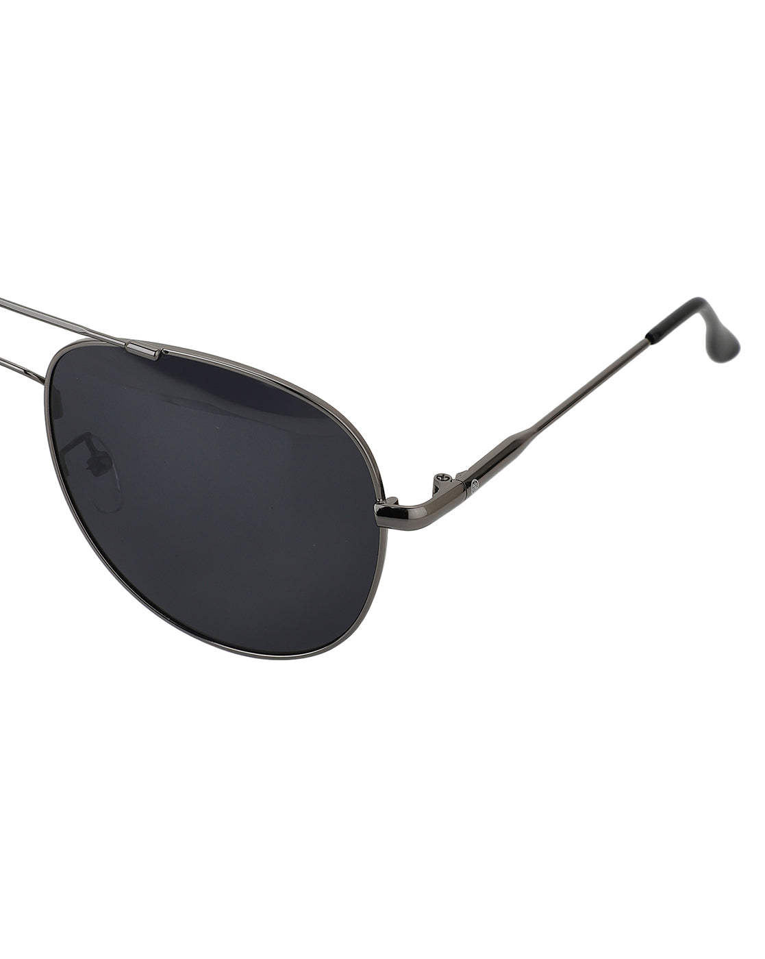 Carlton London Unisex Black Lens & Gunmetal-Toned Aviator Sunglasses With Uv Protected Lens