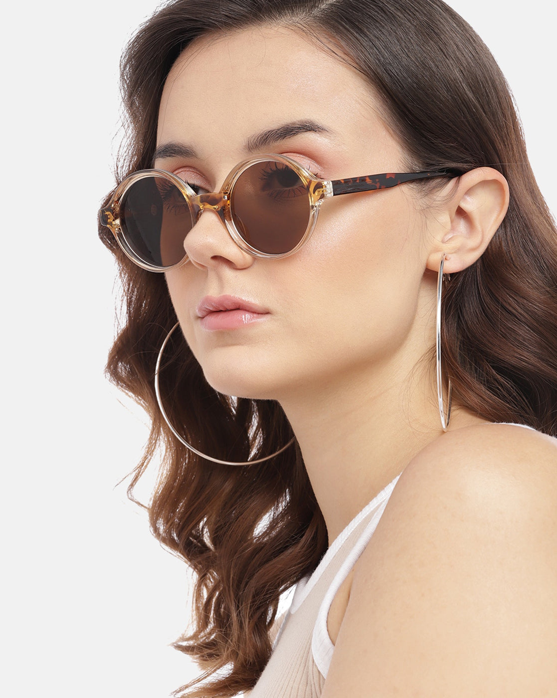 Tortoise shell with Polycarbonate UV Protected Lens Round Sunglass for women