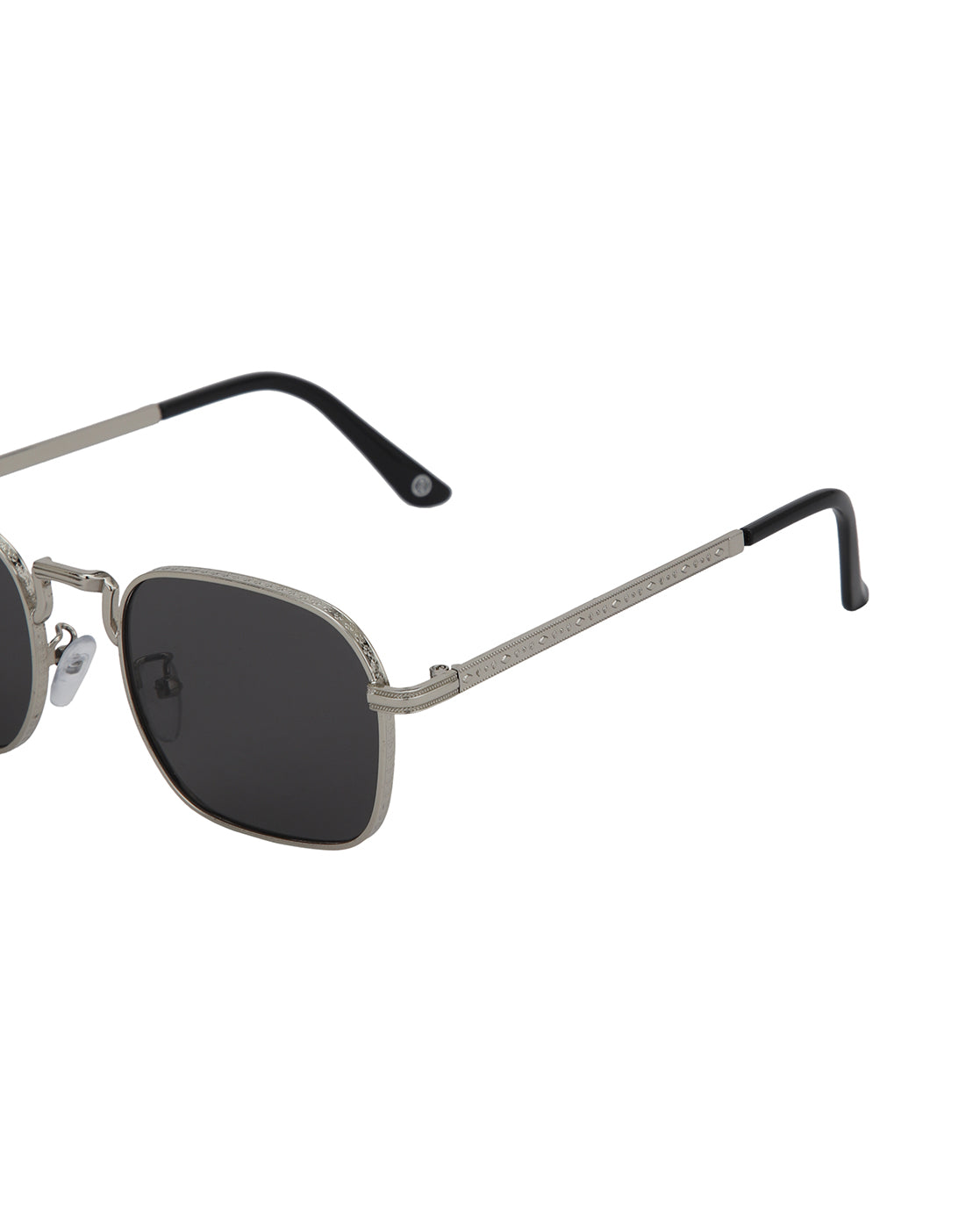 Silver with Black Toned UV Protected Lens Rectangle Sunglass for unisex