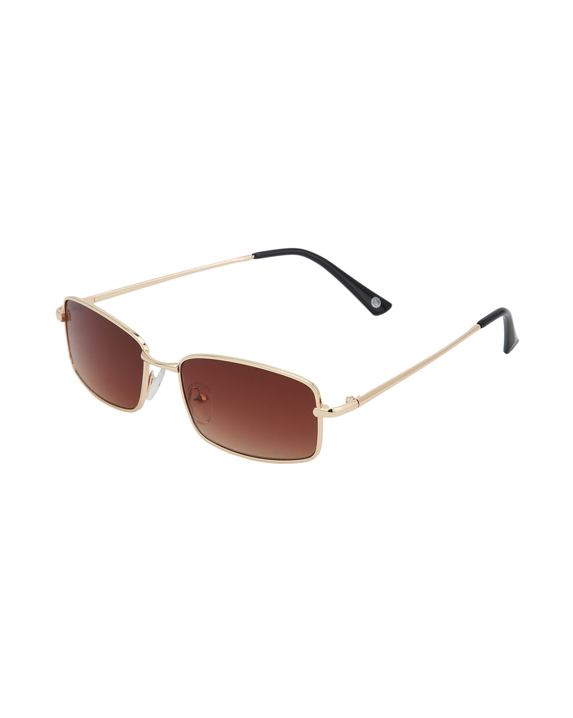 Gold Toned with Brown UV Protected Lens Rectangle Sunglass for unisex
