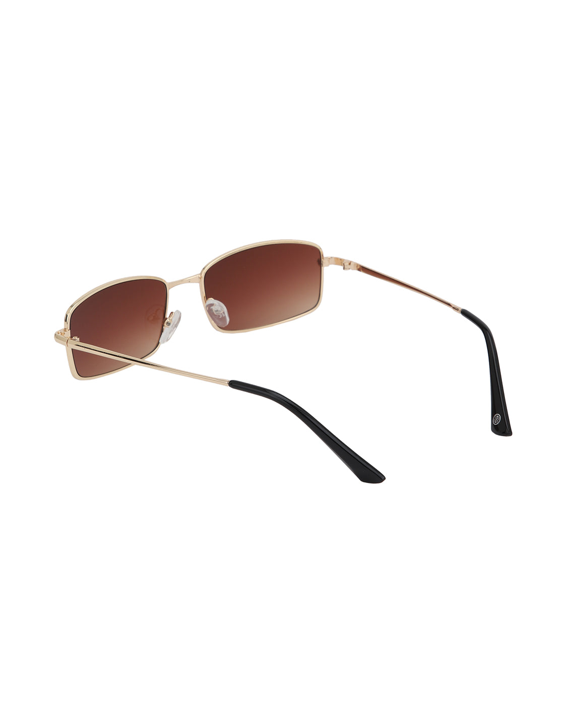 Gold Toned with Brown UV Protected Lens Rectangle Sunglass for unisex