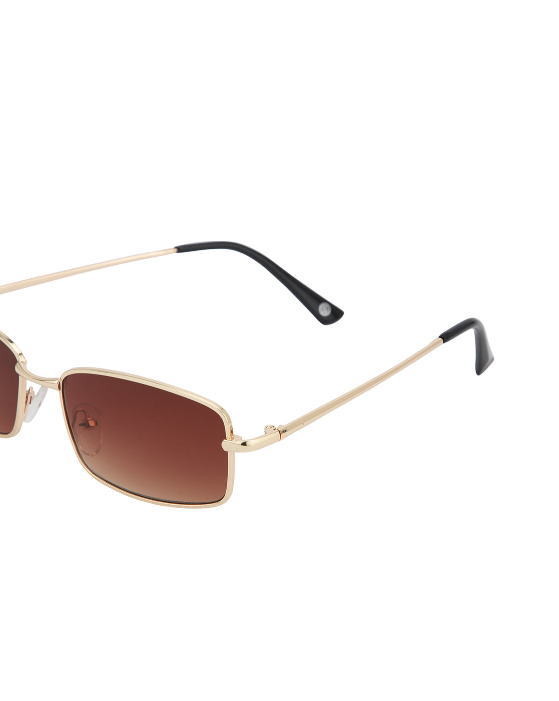 Gold Toned with Brown UV Protected Lens Rectangle Sunglass for unisex