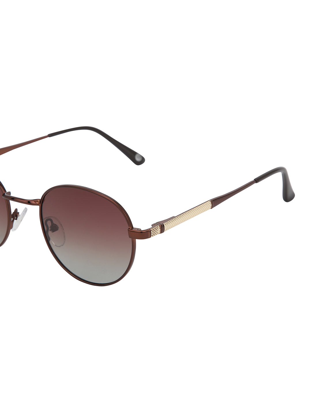 Mettalic Brown with Gold Toned Brown Lens Polarised Oval Sunglass for unisex