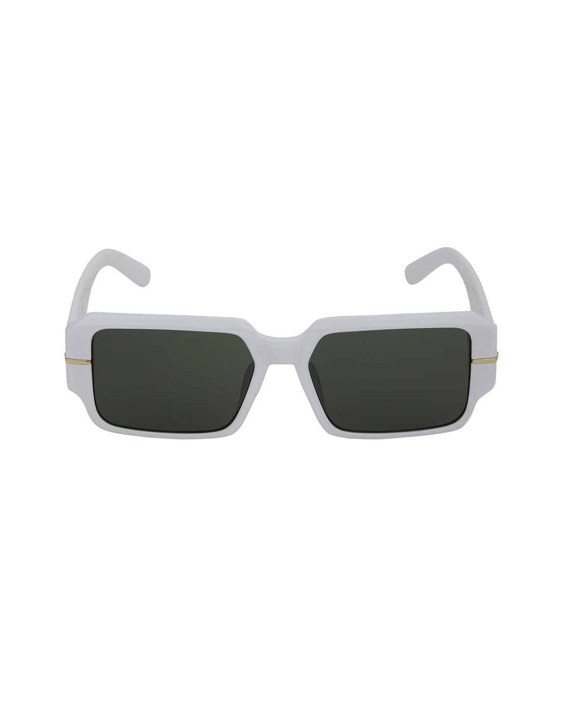 White with Gold Toned and Green UV Protected Lens Wayfarer Sunglass for unisex