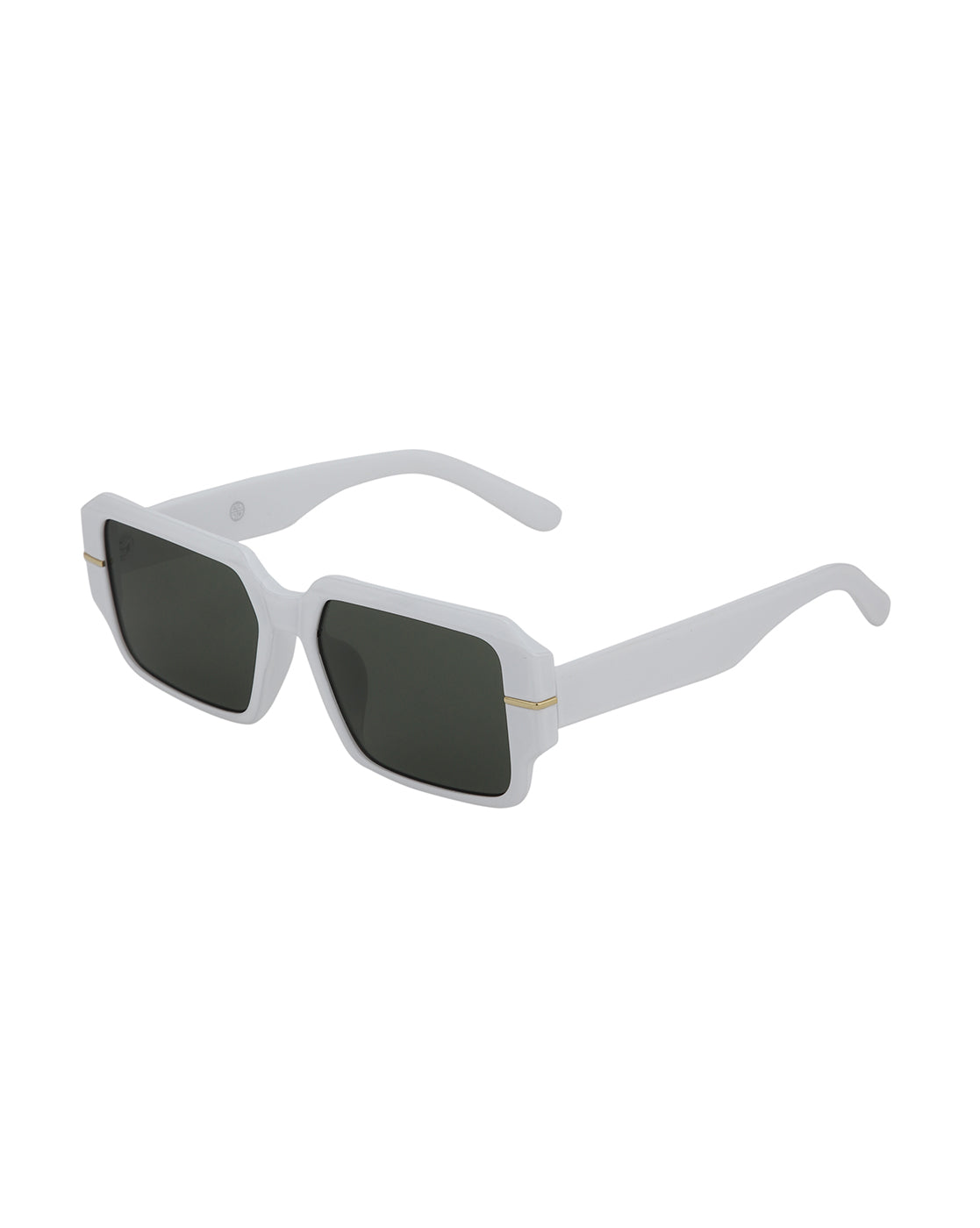White with Gold Toned and Green UV Protected Lens Wayfarer Sunglass for unisex