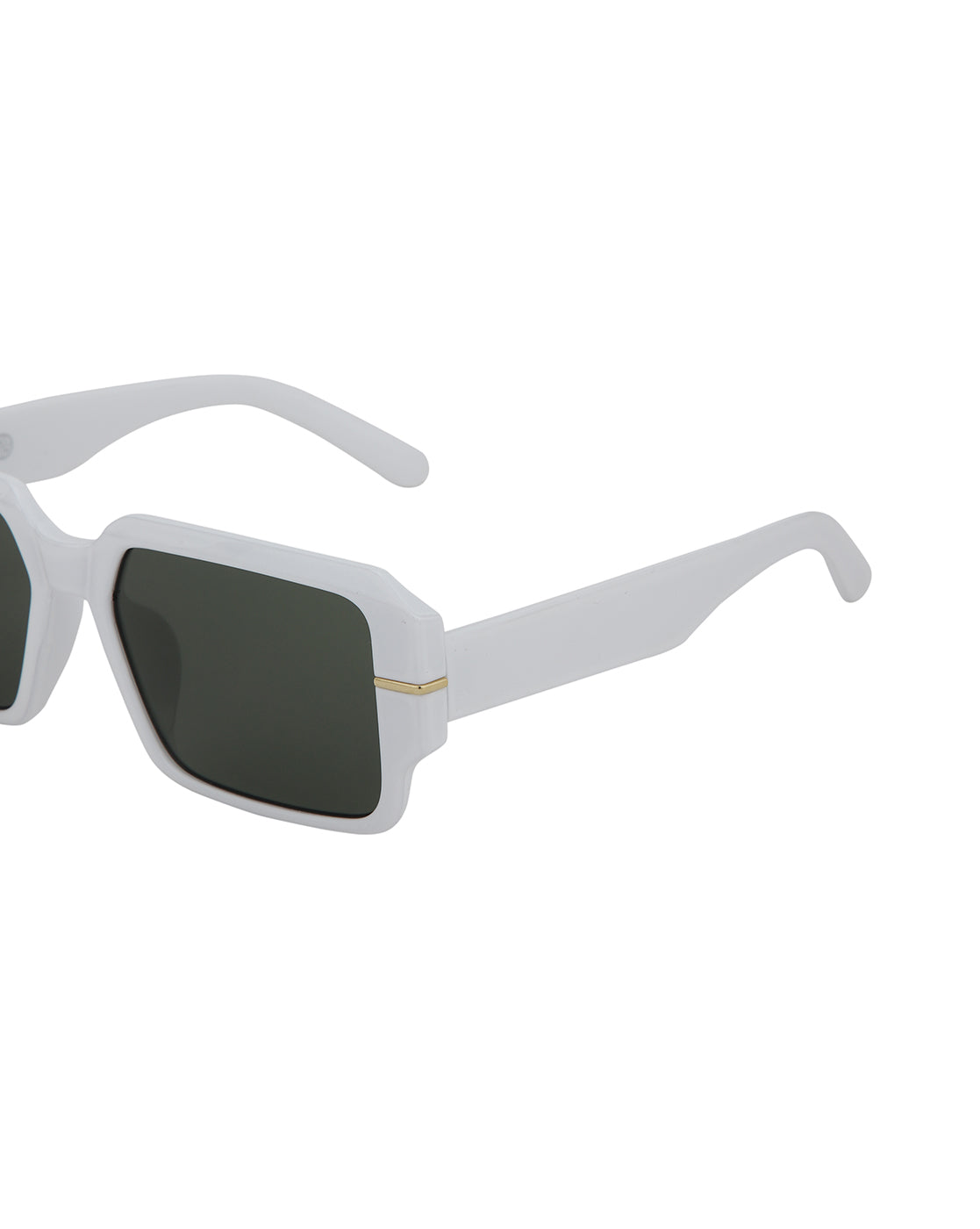 White with Gold Toned and Green UV Protected Lens Wayfarer Sunglass for unisex