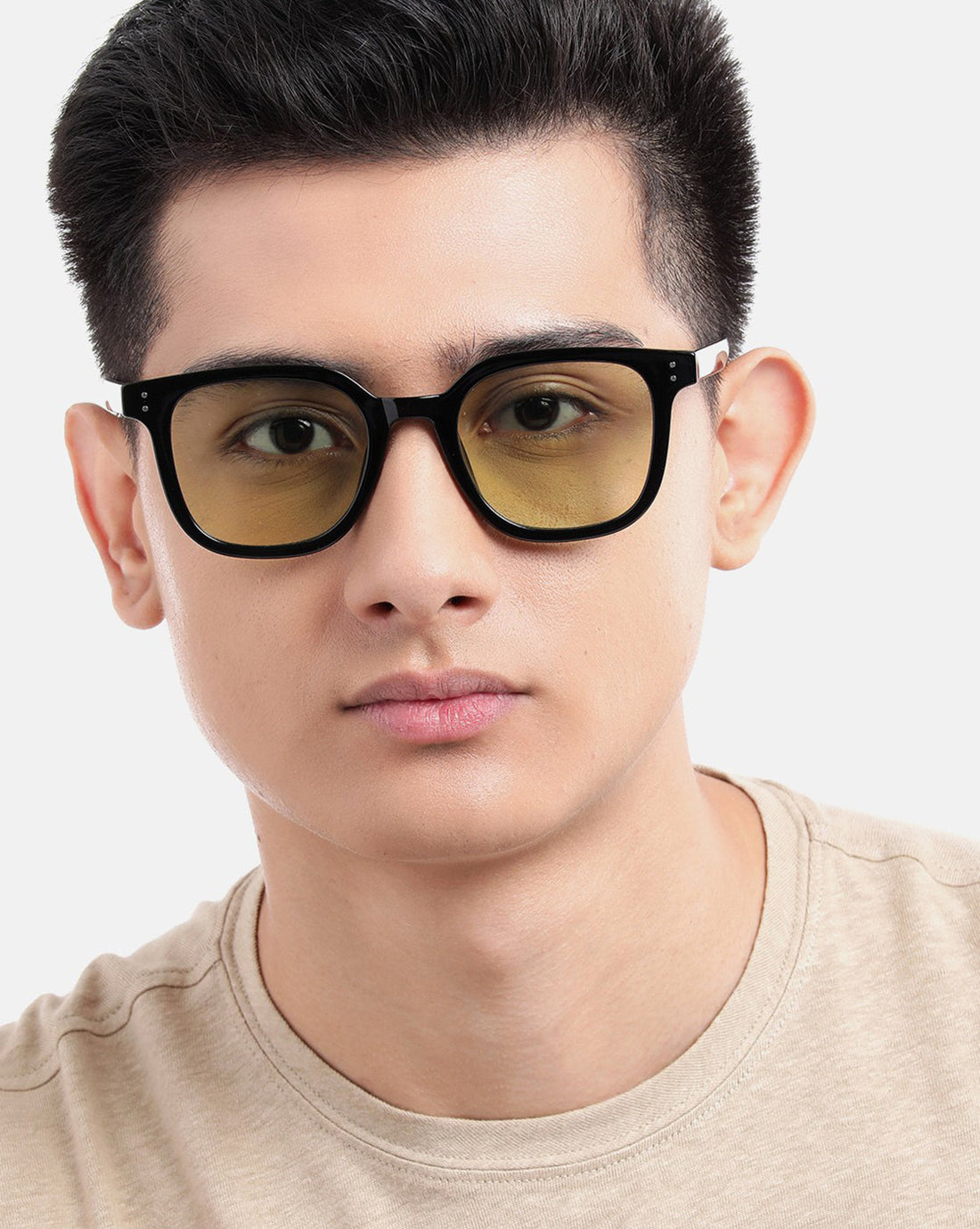 Black Toned with Green UV Protected Lens Rectangle Sunglass for unisex