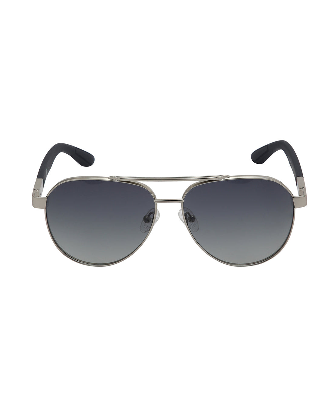 Unisex Premium Silver & Black Toned Green UV with Polarised Lens Aviator Sunglass