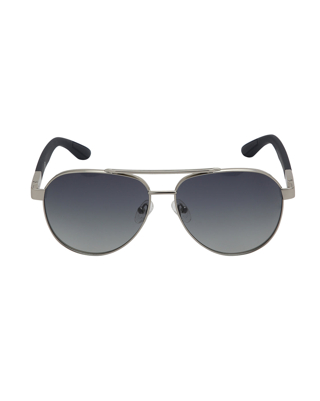 Unisex Premium Silver & Black Toned Green UV with Polarised Lens Aviator Sunglass