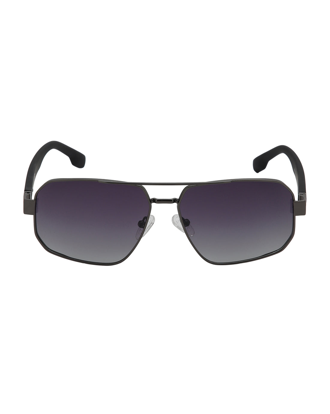 Unisex Premium Metallic & Black Toned Grey UV with Polarised Lens Rectangle Sunglass