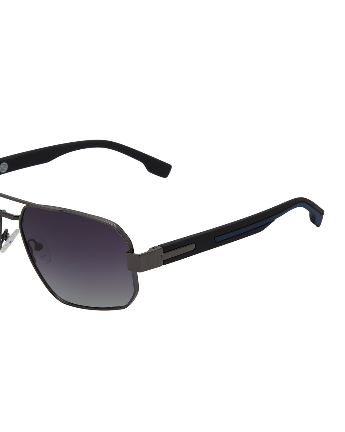Unisex Premium Metallic & Black Toned Grey UV with Polarised Lens Rectangle Sunglass