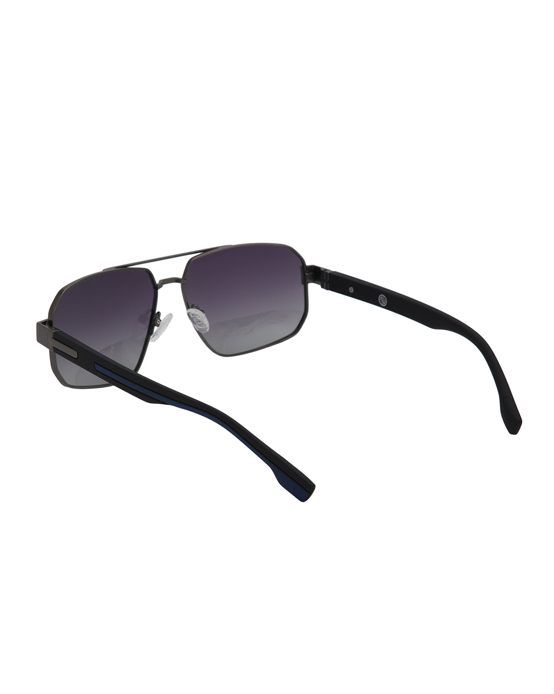 Unisex Premium Metallic & Black Toned Grey UV with Polarised Lens Rectangle Sunglass