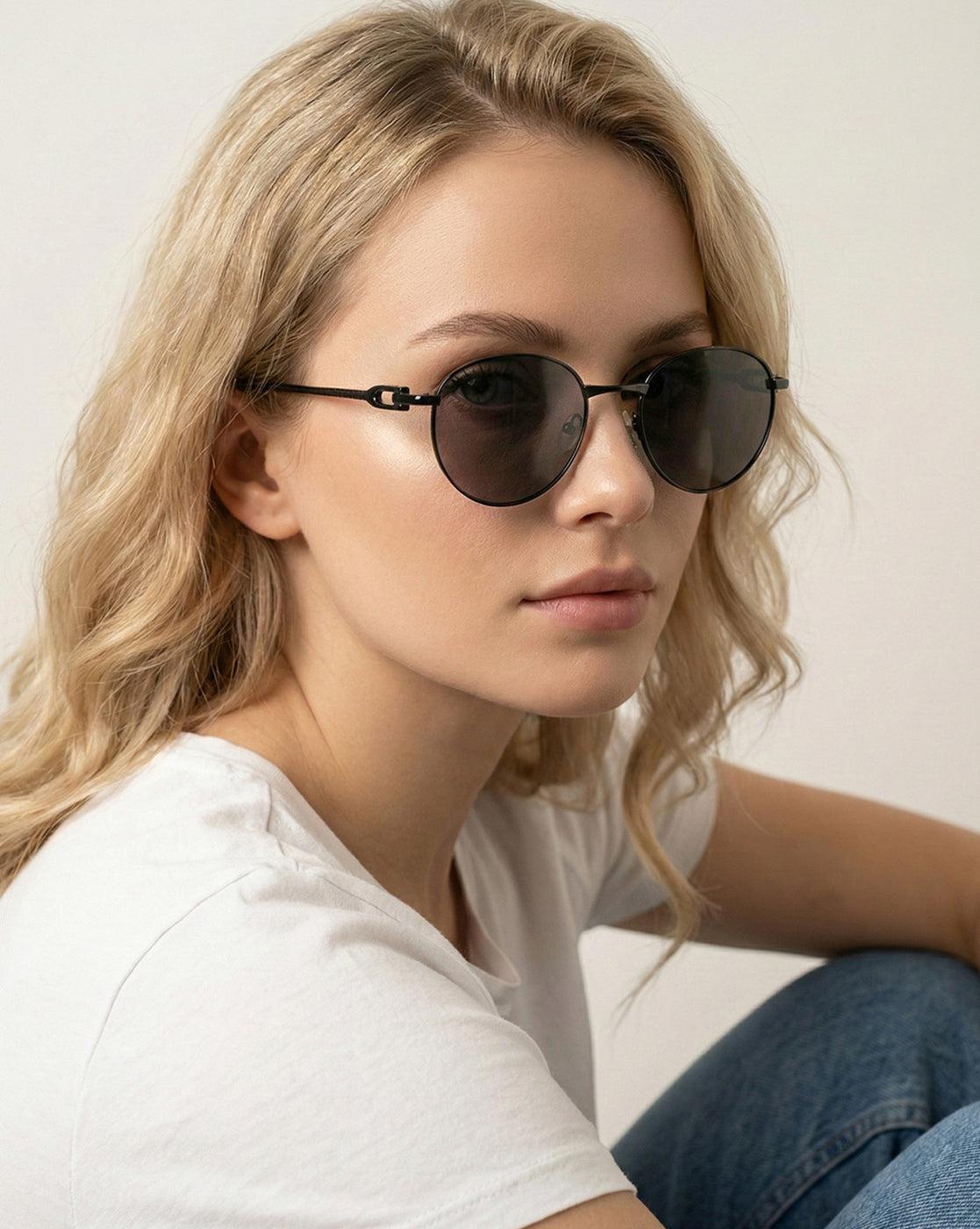 Unisex Premium Polarised UV Protected Black Lens Black Toned Oval Sunglasses