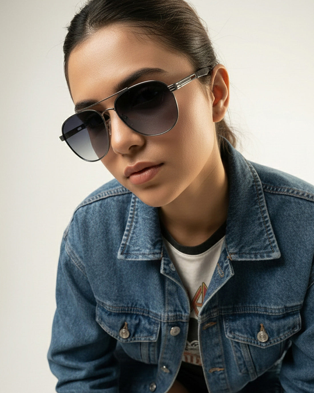 Unisex Premium Polarised UV Protected Blue Lens Gunmetal Toned Aviator Sunglasses