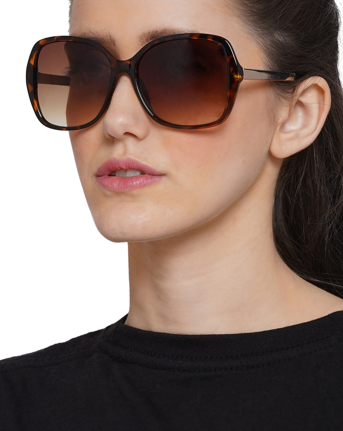 Carlton London Yellow Lens & Brown Oversized Sunglasses Uv Protected Lens For Women