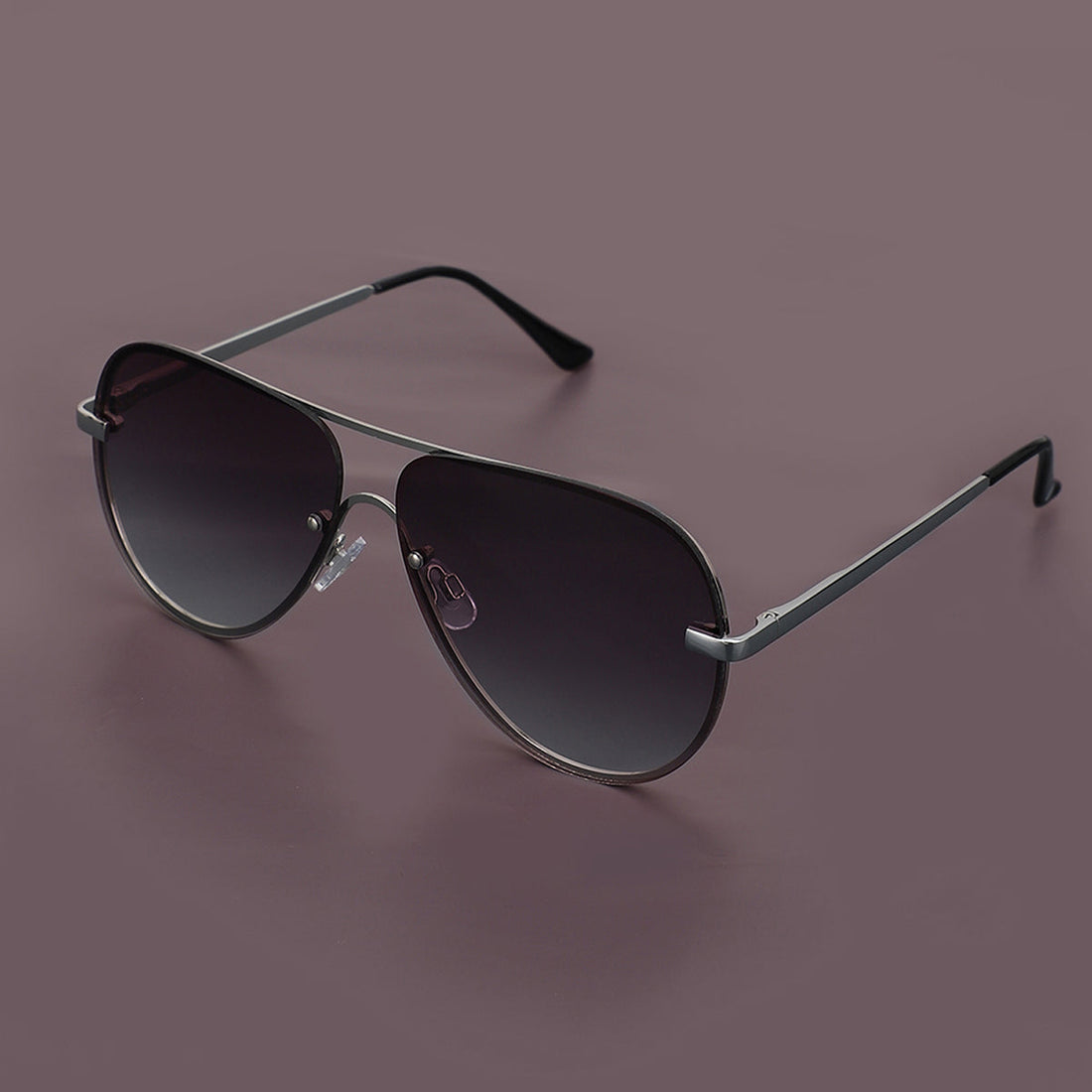 Carlton London Silver & Black Toned Uv Protected Aviator Sunglasses For Women