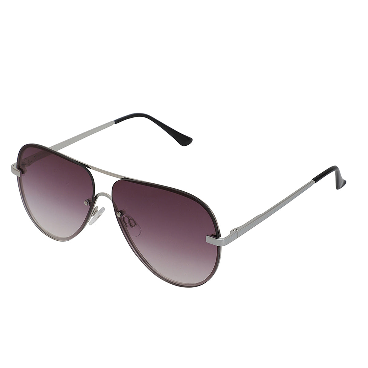 Carlton London Silver & Black Toned Uv Protected Aviator Sunglasses For Women