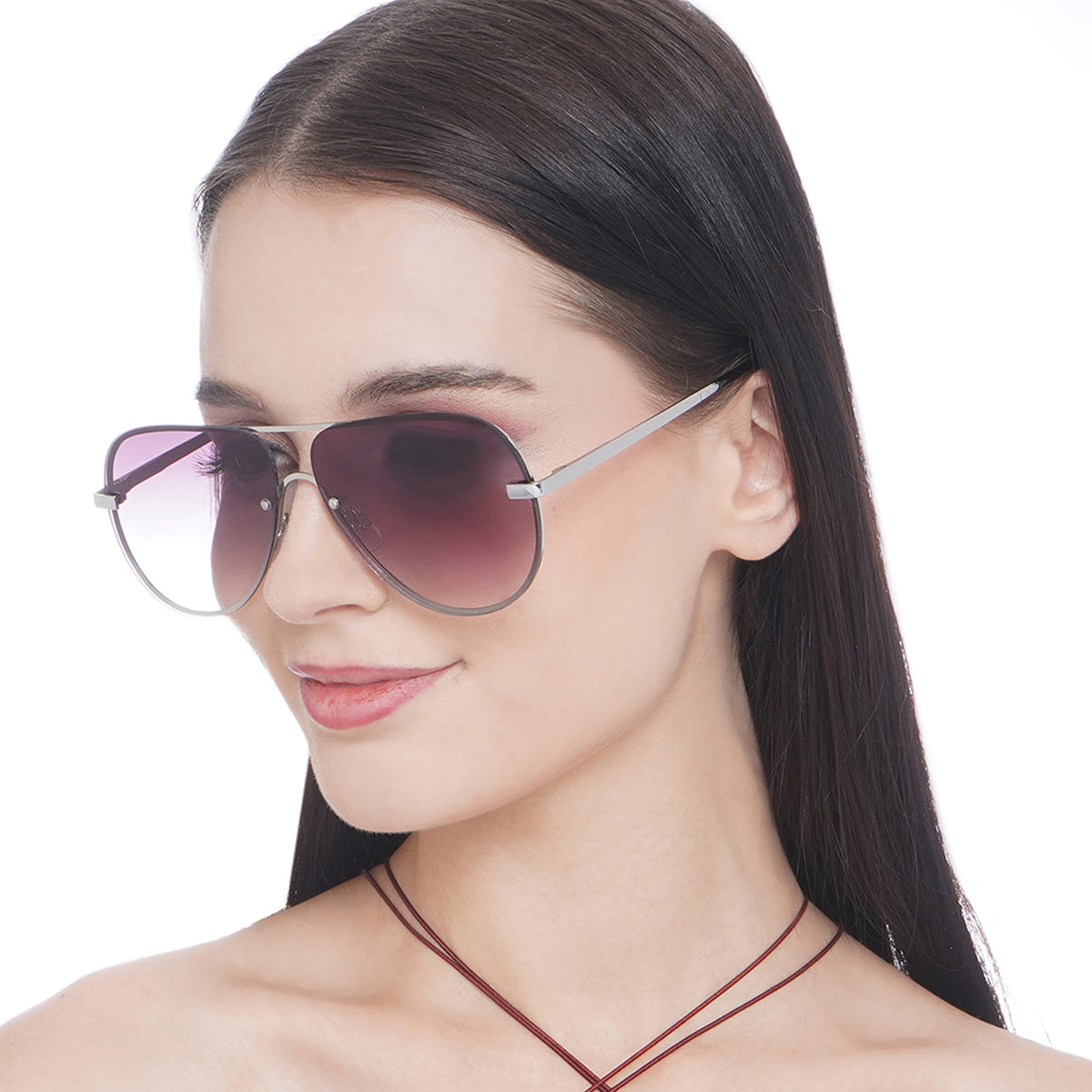 Carlton London Silver & Black Toned Uv Protected Aviator Sunglasses For Women