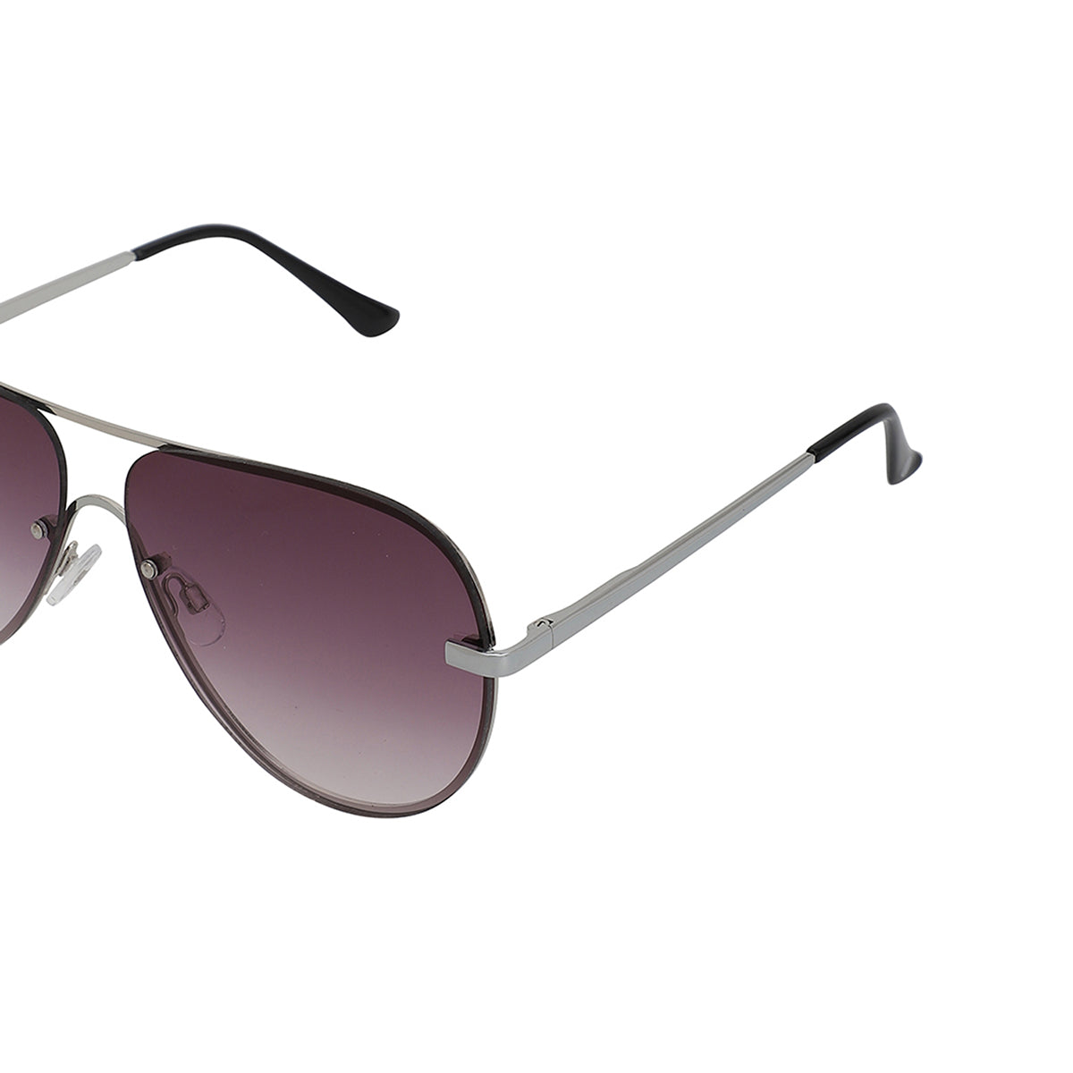 Carlton London Silver & Black Toned Uv Protected Aviator Sunglasses For Women