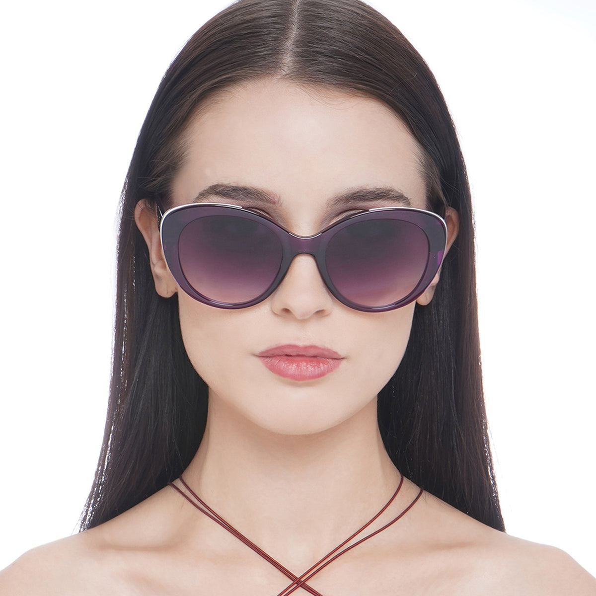 Carlton London Purple & White Toned Uv Protected Cateye Sunglasses For Women