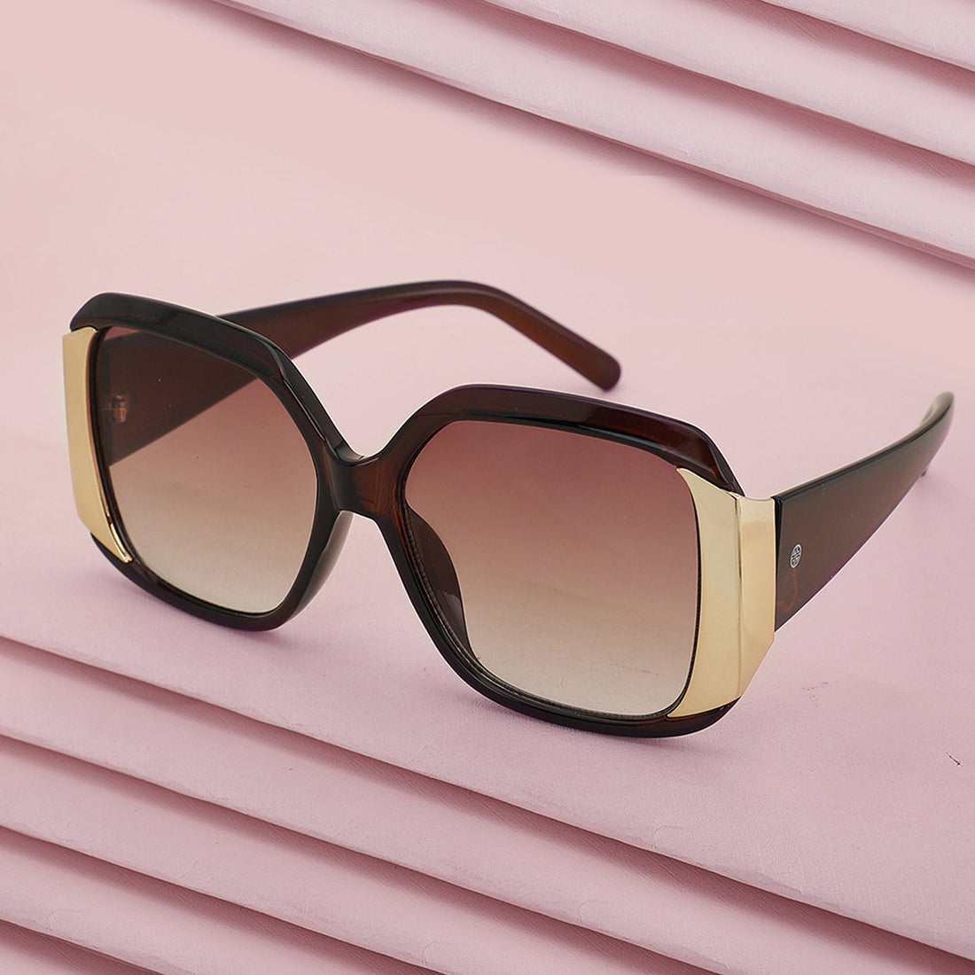 Carlton London Brown & Gold Toned Uv Protected Oversized Sunglasses For Women