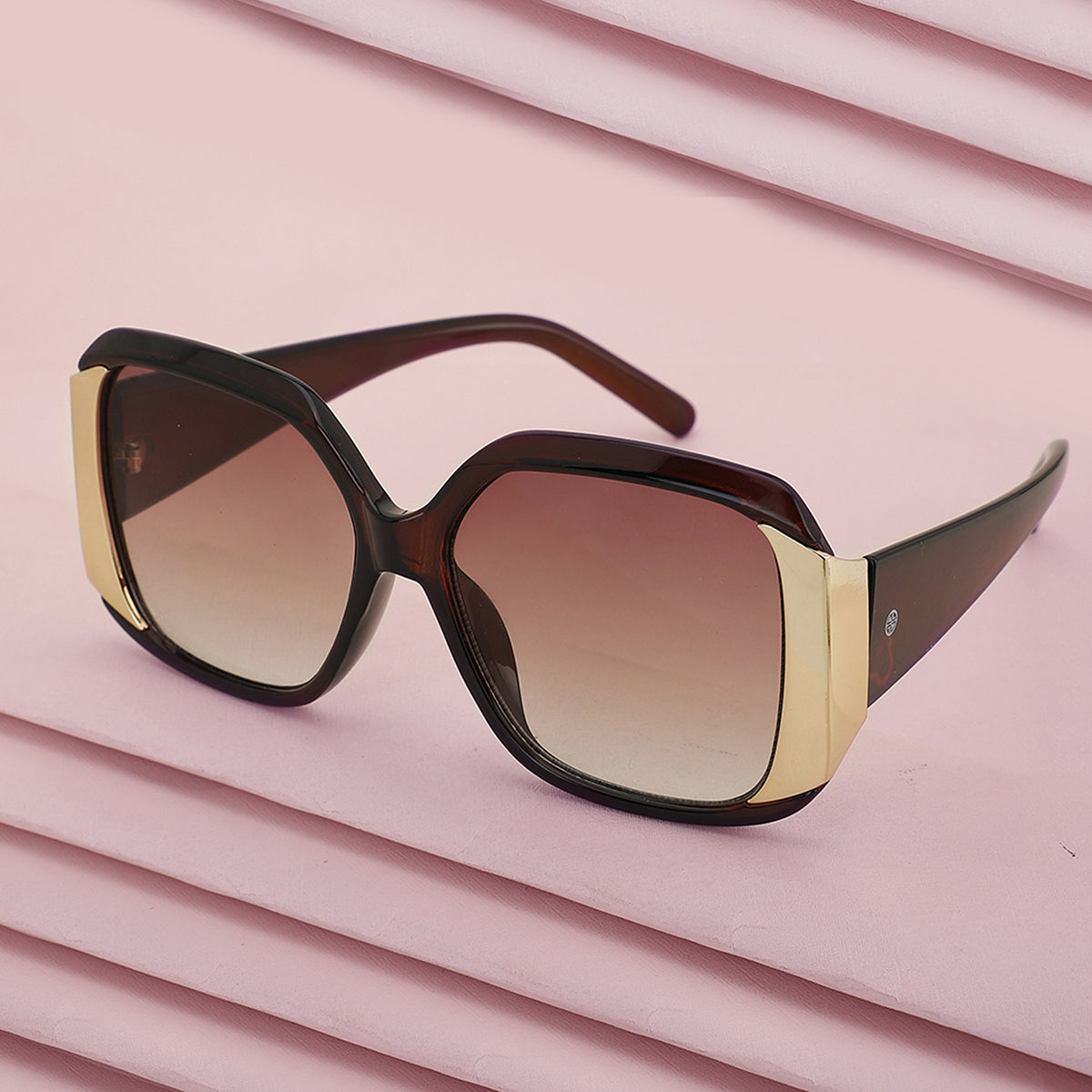 Carlton London Brown & Gold Toned Uv Protected Oversized Sunglasses For Women
