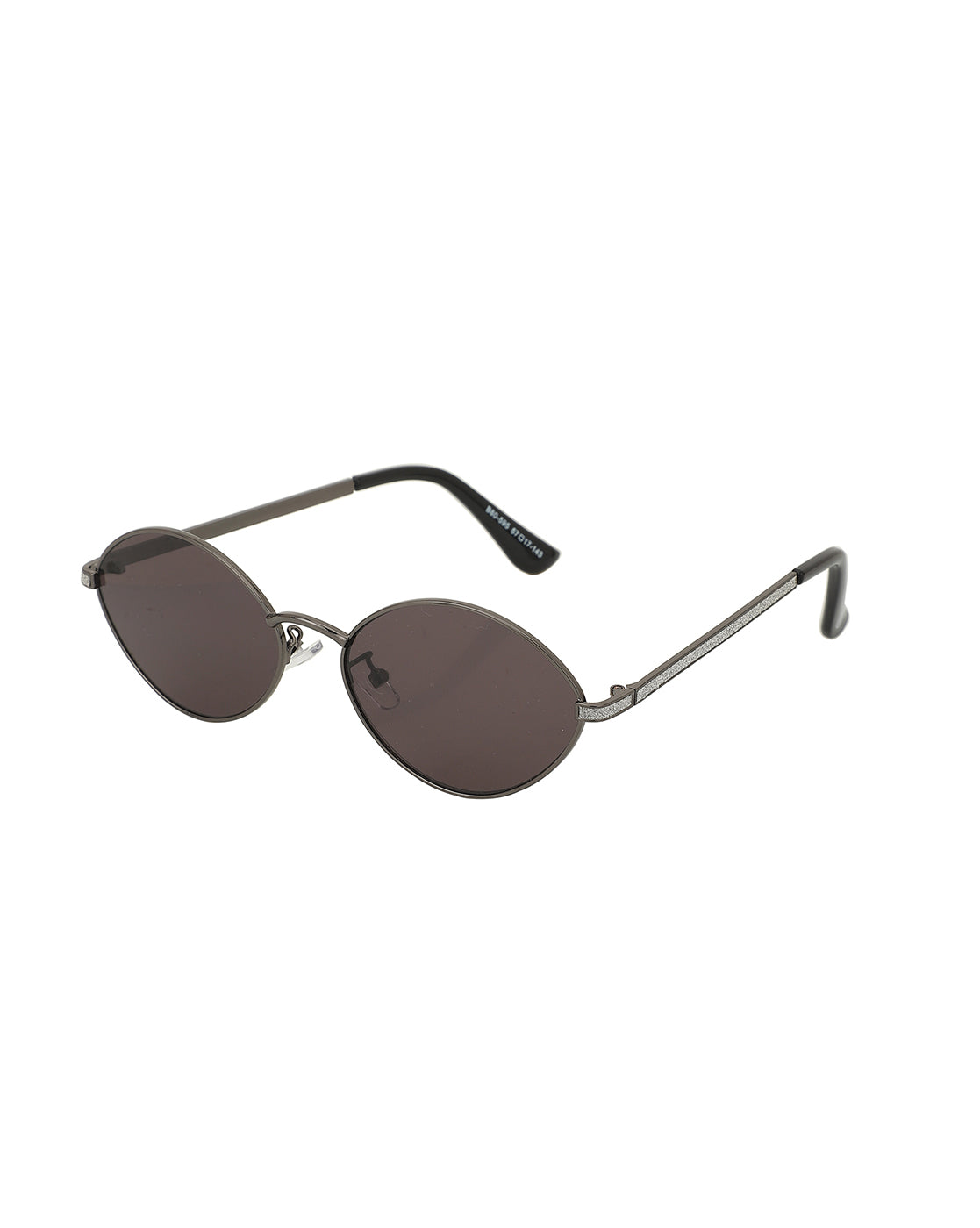 Metallic With Silver Toned Oval Sunglass For Women And Uv Protected Lens
