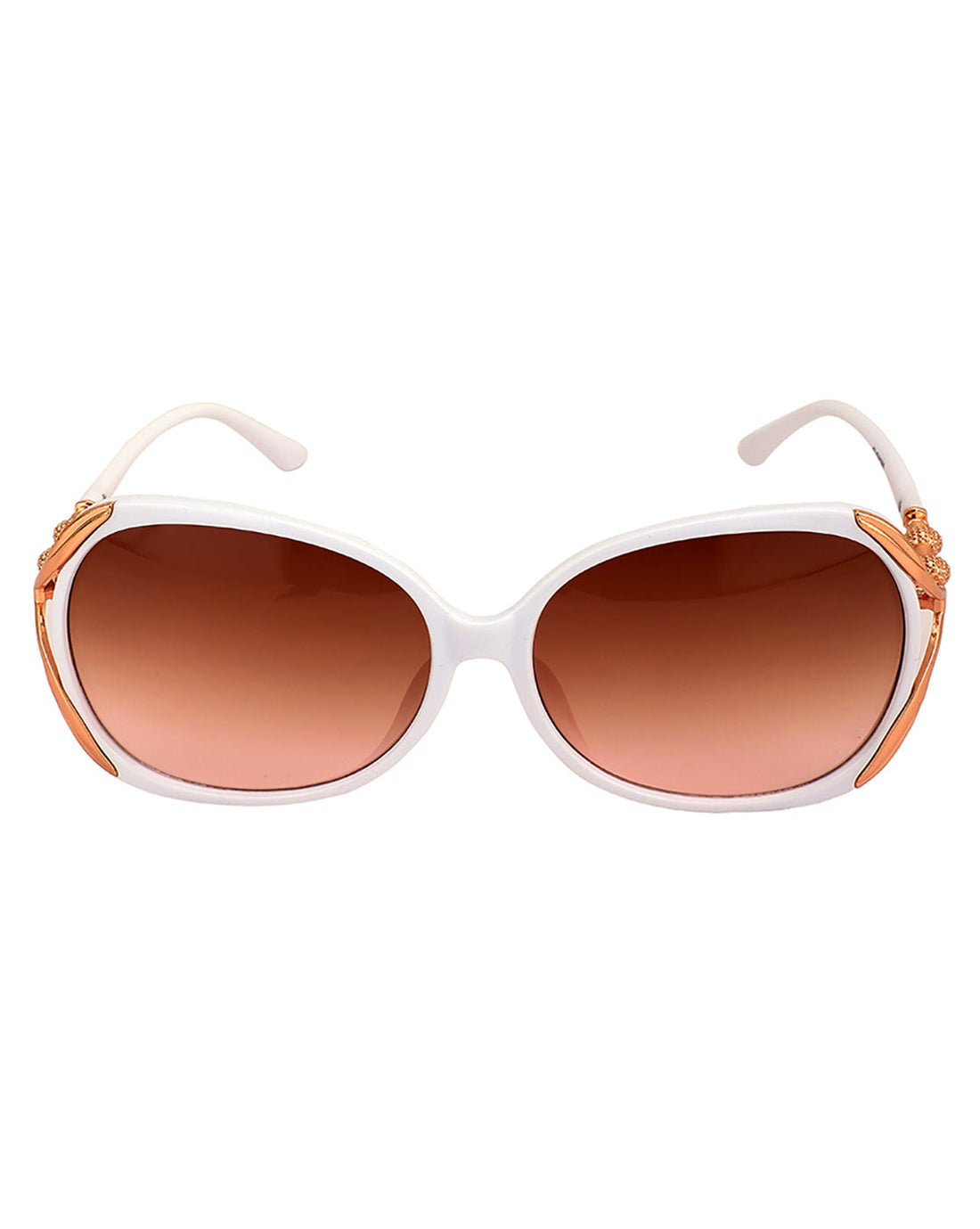 Premium White & Rose Gold Toned Uv Proteced Lens Oversized Sunglass For Women