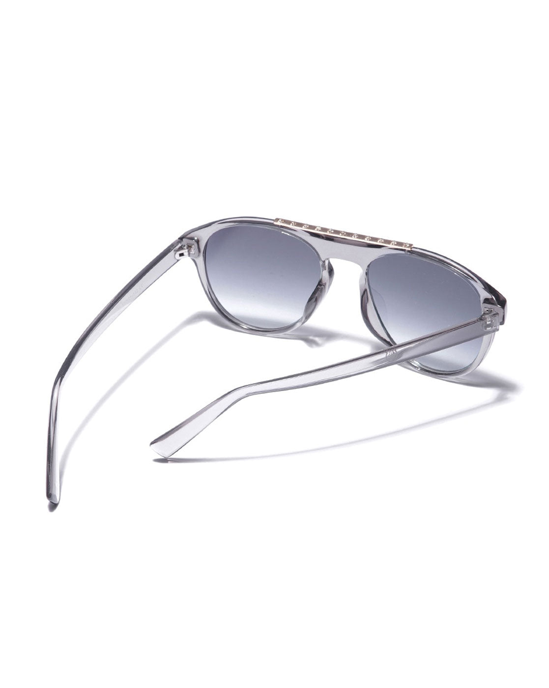 Grey & Gold Toned with Polycarbonate UV Protected Lens Oval Sunglass for women