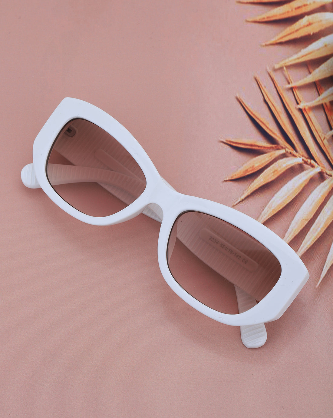 White Toned with Polycarbonate UV Protected Lens Rectangle Sunglass for women